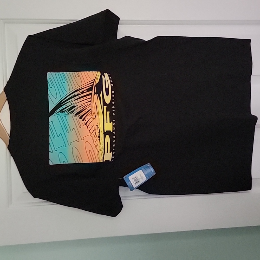 Mens Columbia PFG short sleeve Tee shirt,New with tags,Medium,black/teal